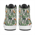 Tropical Palm Leaf And Toucan Print High Top Leather Sneakers