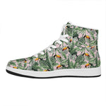 Tropical Palm Leaf And Toucan Print High Top Leather Sneakers