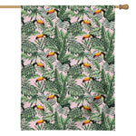 Tropical Palm Leaf And Toucan Print House Flag