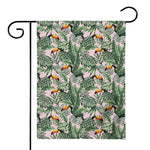 Tropical Palm Leaf And Toucan Print House Flag