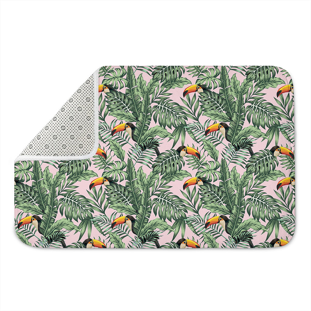 Tropical Palm Leaf And Toucan Print Indoor Door Mat