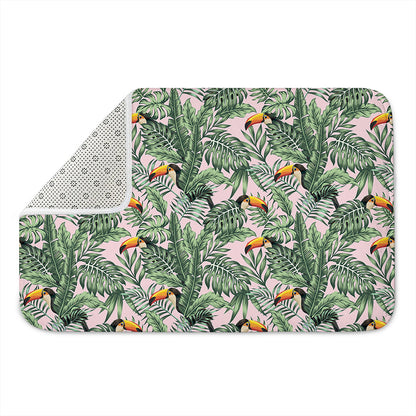 Tropical Palm Leaf And Toucan Print Indoor Door Mat