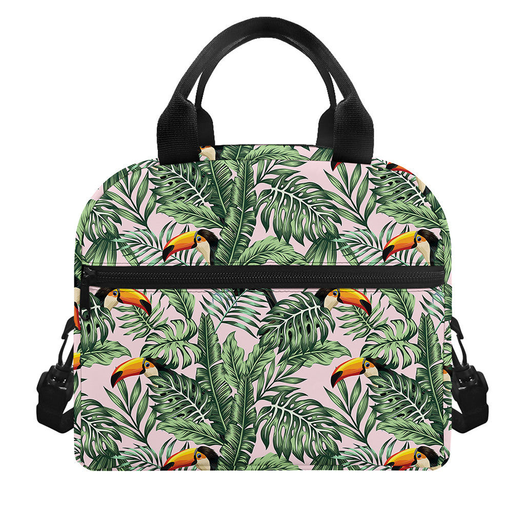 Tropical Palm Leaf And Toucan Print Insulated Lunch Bag