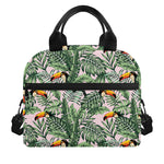 Tropical Palm Leaf And Toucan Print Insulated Lunch Bag