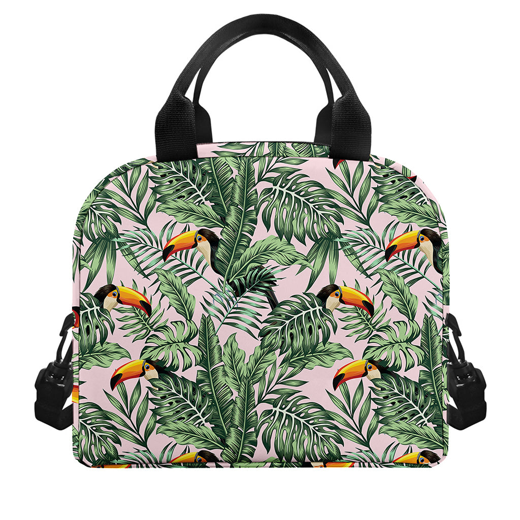Tropical Palm Leaf And Toucan Print Insulated Lunch Bag