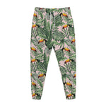 Tropical Palm Leaf And Toucan Print Jogger Pants