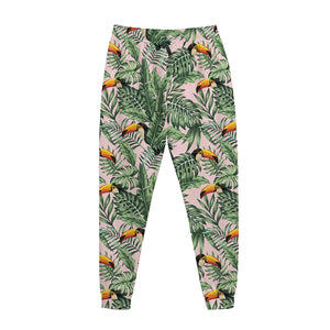 Tropical Palm Leaf And Toucan Print Jogger Pants