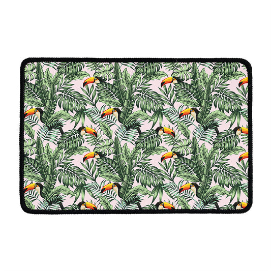 Tropical Palm Leaf And Toucan Print Kitchen Mat