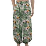 Tropical Palm Leaf And Toucan Print Lantern Pants