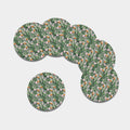 Tropical Palm Leaf And Toucan Print Leather Coaster Set