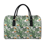 Tropical Palm Leaf And Toucan Print Leather Duffle Bag