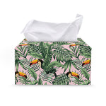 Tropical Palm Leaf And Toucan Print Leather Tissue Box Cover