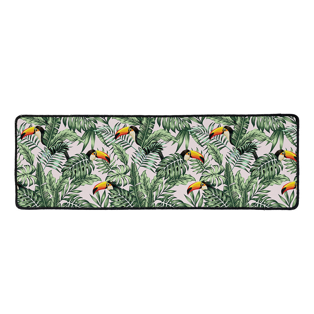Tropical Palm Leaf And Toucan Print Long Kitchen Mat