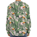 Tropical Palm Leaf And Toucan Print Long Sleeve Baseball Jersey