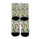 Tropical Palm Leaf And Toucan Print Long Socks