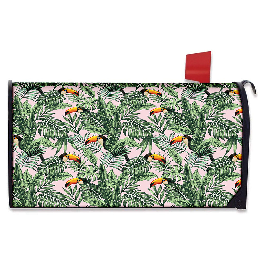 Tropical Palm Leaf And Toucan Print Mailbox Cover