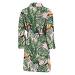 Tropical Palm Leaf And Toucan Print Men's Bathrobe