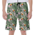Tropical Palm Leaf And Toucan Print Men's Beach Shorts