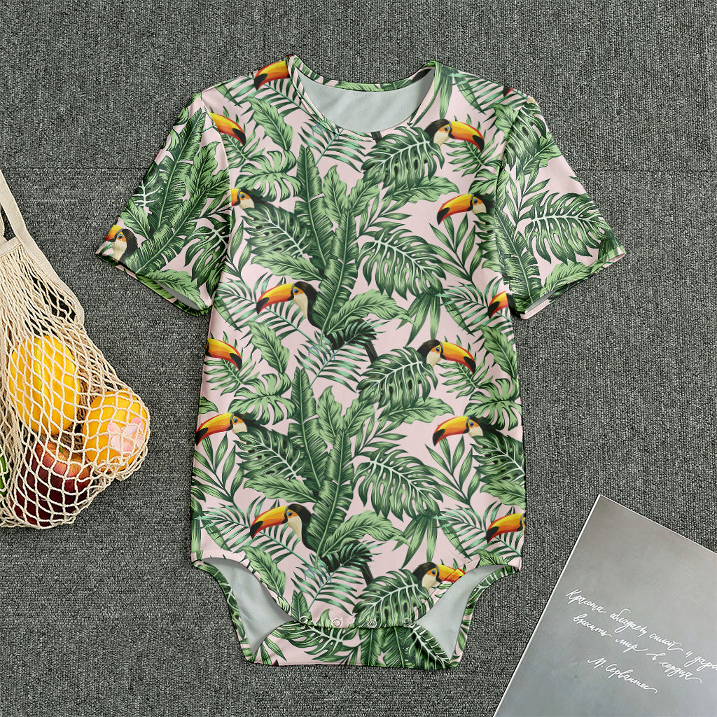 Tropical Palm Leaf And Toucan Print Men's Bodysuit