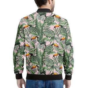 Tropical Palm Leaf And Toucan Print Men's Bomber Jacket