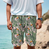 Tropical Palm Leaf And Toucan Print Men's Cargo Shorts