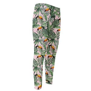 Tropical Palm Leaf And Toucan Print Men's Compression Pants
