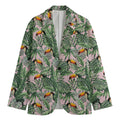 Tropical Palm Leaf And Toucan Print Men's Cotton Blazer