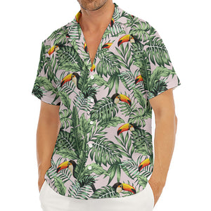 Tropical Palm Leaf And Toucan Print Men's Deep V-Neck Shirt