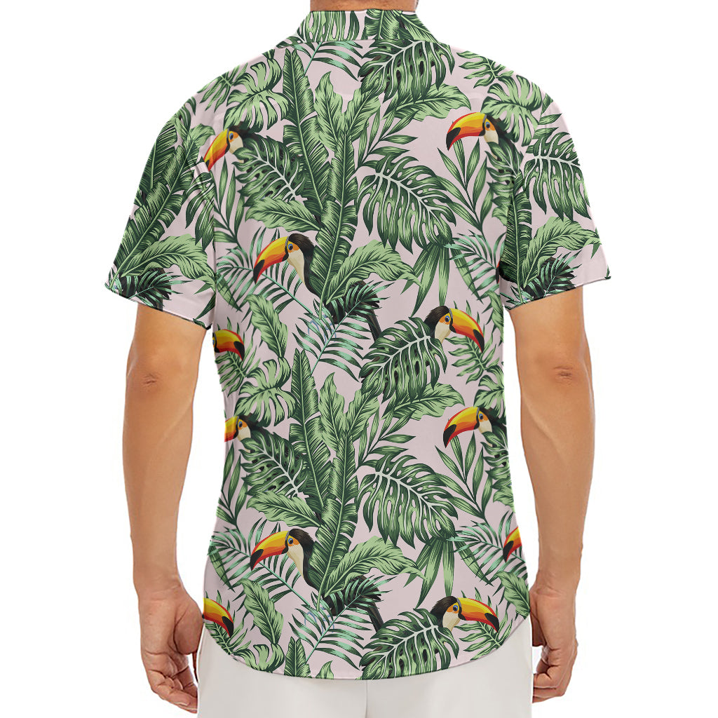 Tropical Palm Leaf And Toucan Print Men's Deep V-Neck Shirt
