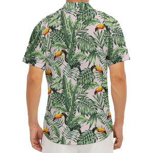 Tropical Palm Leaf And Toucan Print Men's Deep V-Neck Shirt