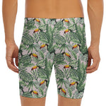 Tropical Palm Leaf And Toucan Print Men's Long Boxer Briefs
