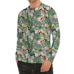 Tropical Palm Leaf And Toucan Print Men's Long Sleeve Rash Guard