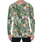 Tropical Palm Leaf And Toucan Print Men's Long Sleeve T-Shirt