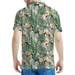 Tropical Palm Leaf And Toucan Print Men's Polo Shirt