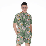 Tropical Palm Leaf And Toucan Print Men's Rompers