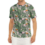 Tropical Palm Leaf And Toucan Print Men's Short Sleeve Rash Guard