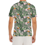Tropical Palm Leaf And Toucan Print Men's Short Sleeve Rash Guard