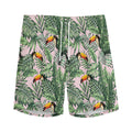 Tropical Palm Leaf And Toucan Print Men's Athletic Shorts