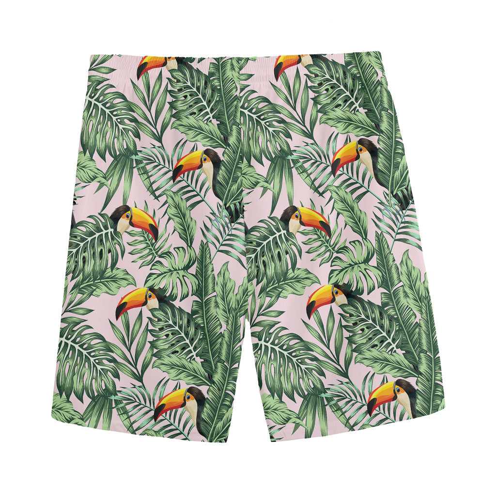 Tropical Palm Leaf And Toucan Print Men's Sports Shorts