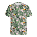 Tropical Palm Leaf And Toucan Print Men's Sports T-Shirt