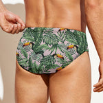 Tropical Palm Leaf And Toucan Print Men's Swim Briefs