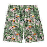 Tropical Palm Leaf And Toucan Print Men's Swim Trunks