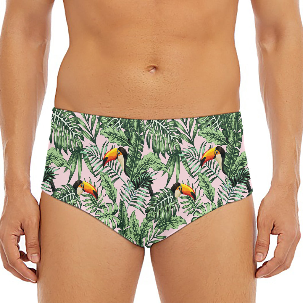 Tropical Palm Leaf And Toucan Print Men's Triangle Swim Briefs