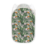 Tropical Palm Leaf And Toucan Print Mesh Laundry Hamper