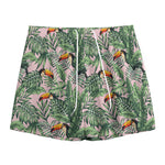Tropical Palm Leaf And Toucan Print Mesh Shorts