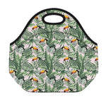 Tropical Palm Leaf And Toucan Print Neoprene Lunch Bag
