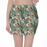 Tropical Palm Leaf And Toucan Print Pencil Mini Skirt