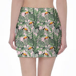 Tropical Palm Leaf And Toucan Print Pencil Mini Skirt