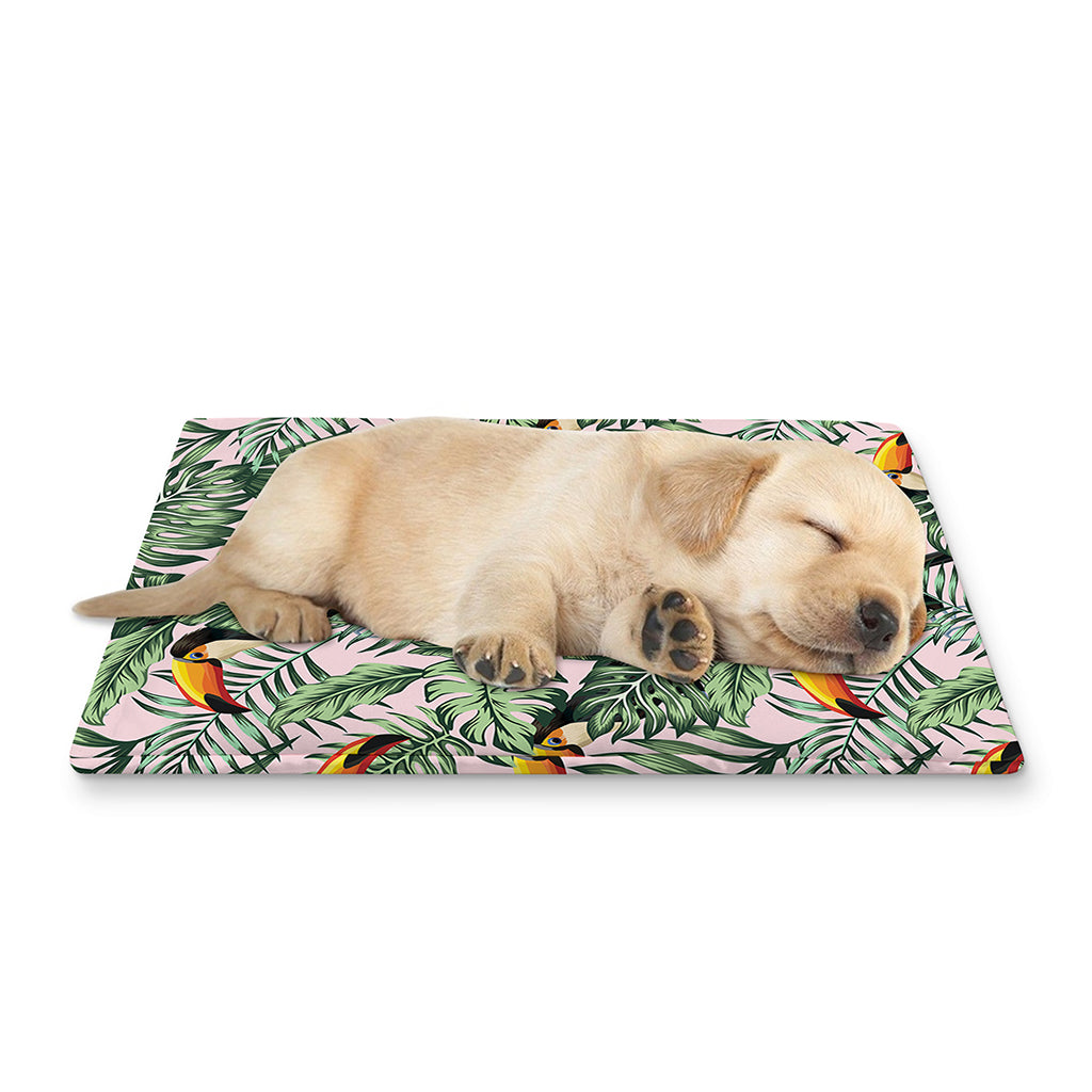 Tropical Palm Leaf And Toucan Print Pet Cooling Mat Cover