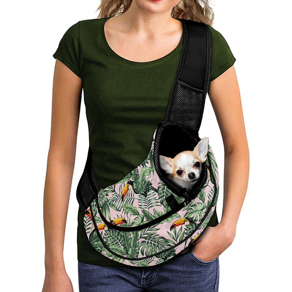 Tropical Palm Leaf And Toucan Print Pet Sling Carrier
